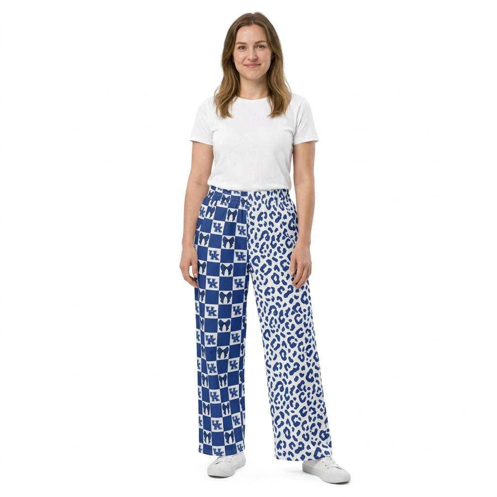 Adult Women Bows Kentucky Leopard Team Pockets Flare Pants Bottom