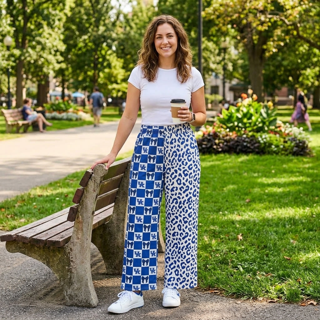 Adult Women Bows Kentucky Leopard Team Pockets Flare Pants Bottom