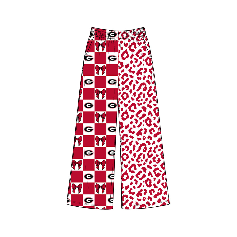 Preorder moq 5 Adult Women Bows Georgia Leopard Team Pockets Straight Pants Bottom