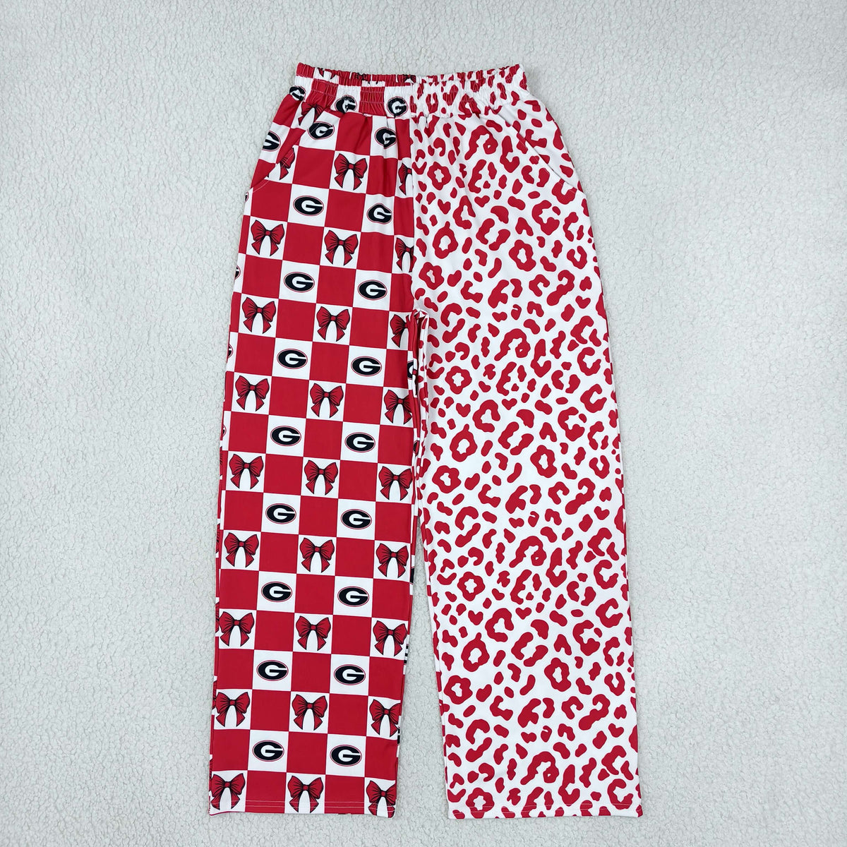 Adult Women Georgia Bows Leopard Team Pockets Flare Pants Bottom