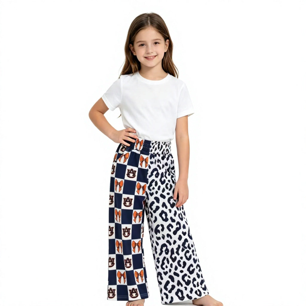 Baby Girls Bows Auburn Leopard Team Pockets Flare Pants Bottom