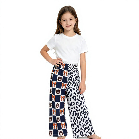 Baby Girls Bows Auburn Leopard Team Pockets Flare Pants Bottom