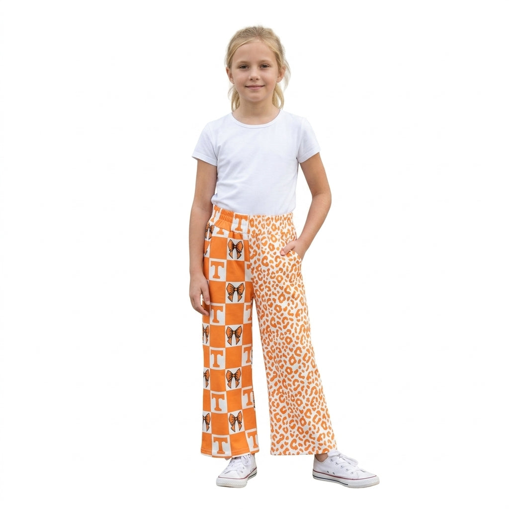 Baby Girls Tennessee Bows Leopard Team Pockets Flare Pants Bottom