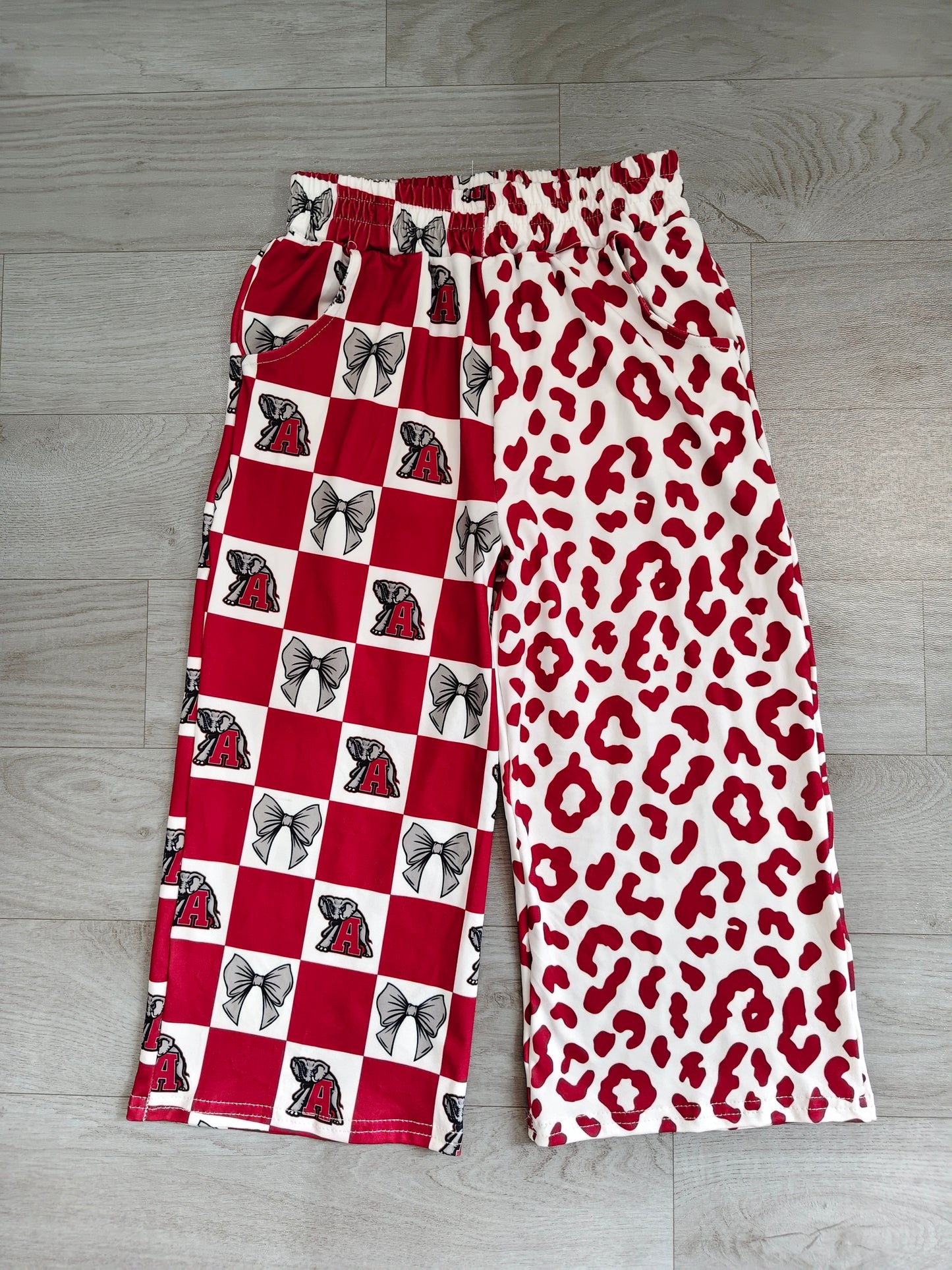Baby Girls Bows Alabama Leopard Team Pockets Straight Pants Bottom Preorder