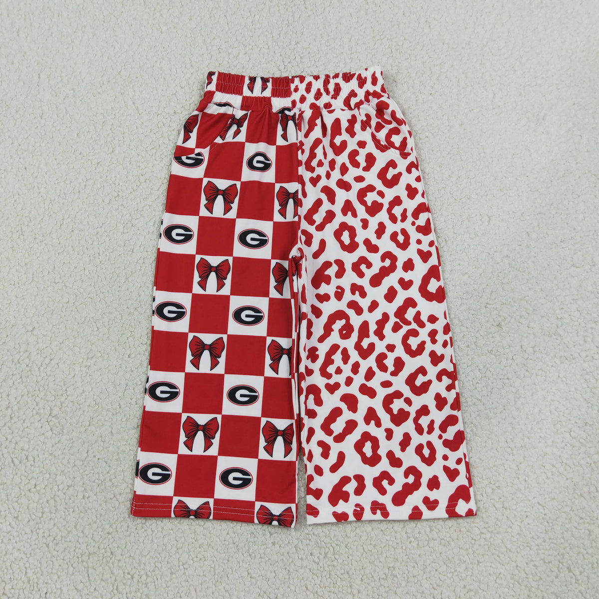 Baby Girls Bows Georgia Leopard Team Pockets Flare Pants Bottom