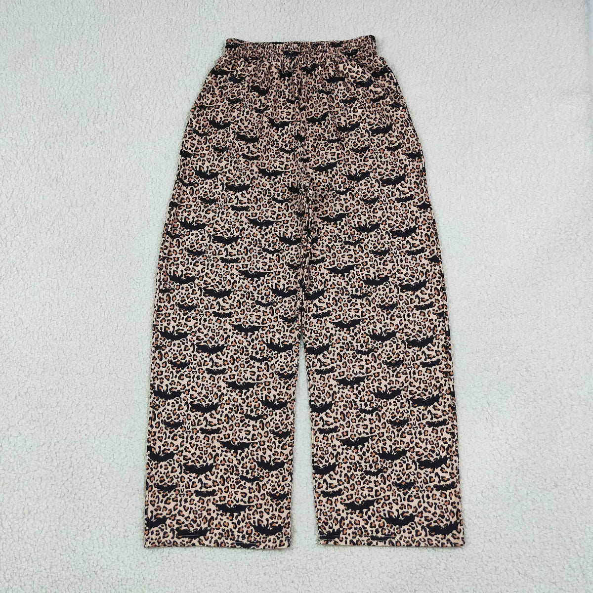 Mama and Me Girls Leopard Bats Pockets Halloween Flare Pants Bottom