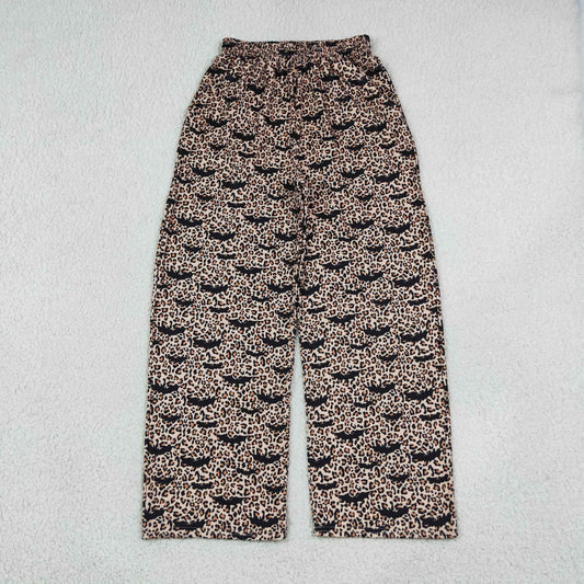 Mama and Me Girls Leopard Bats Pockets Halloween Flare Pants Bottom