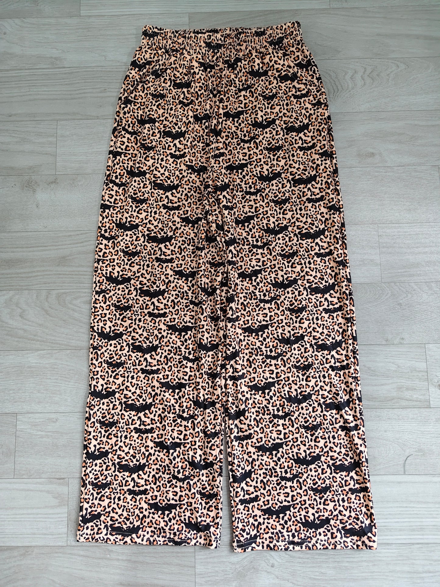 Adult Women Bats Leopard Halloween Pockets Straight Pants Bottom Preorder