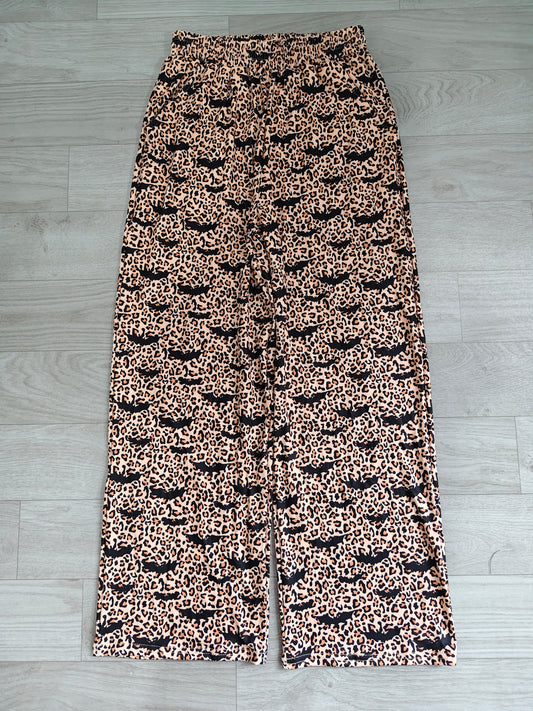Adult Women Bats Leopard Halloween Pockets Flare Pants Bottom