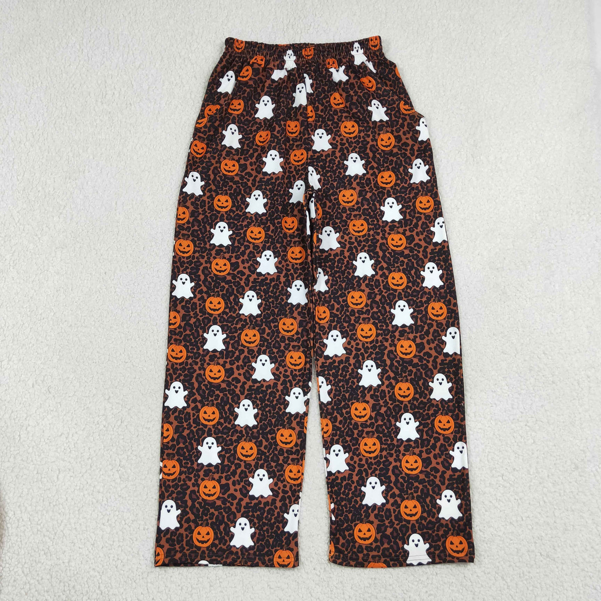 Adult Women Ghost Pumpkins Leopard Halloween Pockets Flare Pants Bottom