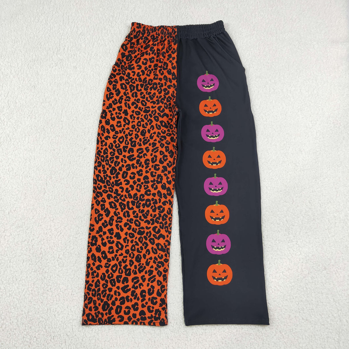Mama and Me Girls Leopard Ghosts Pumpkins Pockets Halloween Flare Pants Bottom