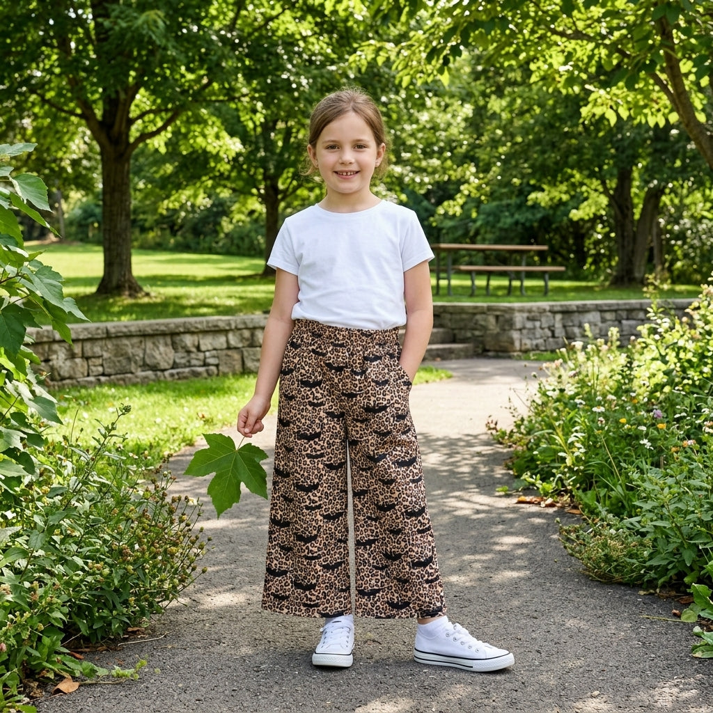 Baby Girls Bats Leopard Halloween Pockets Flare Pants Bottom
