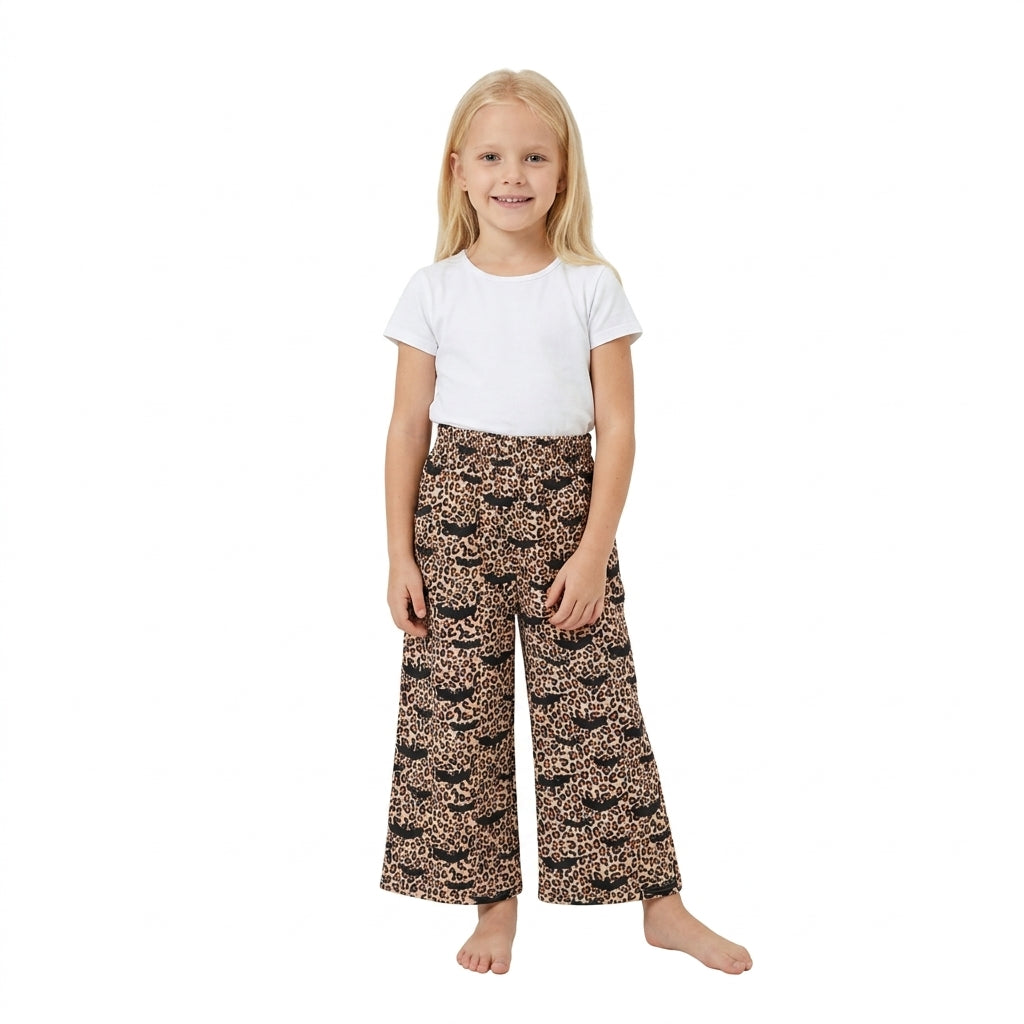 Baby Girls Bats Leopard Halloween Pockets Flare Pants Bottom