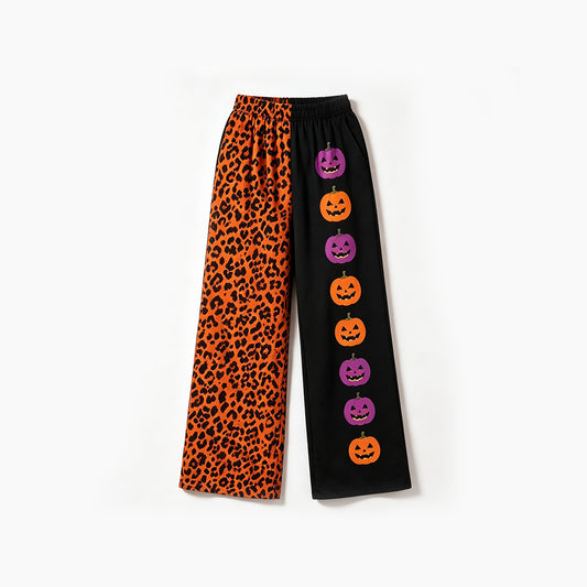 Preorder moq 5 Baby Girls Ghosts Pumpkins Leopard Halloween Pockets Straight Pants Bottom