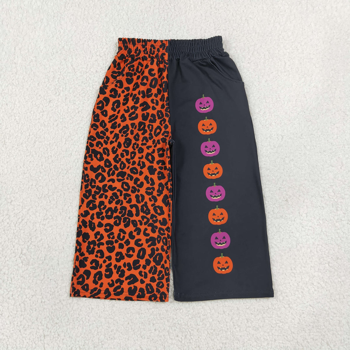 Mama and Me Girls Leopard Ghosts Pumpkins Pockets Halloween Flare Pants Bottom