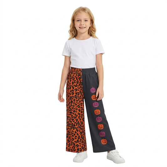 Baby Girls Ghost Pumpkins Leopard Halloween Pockets Flare Pants Bottom