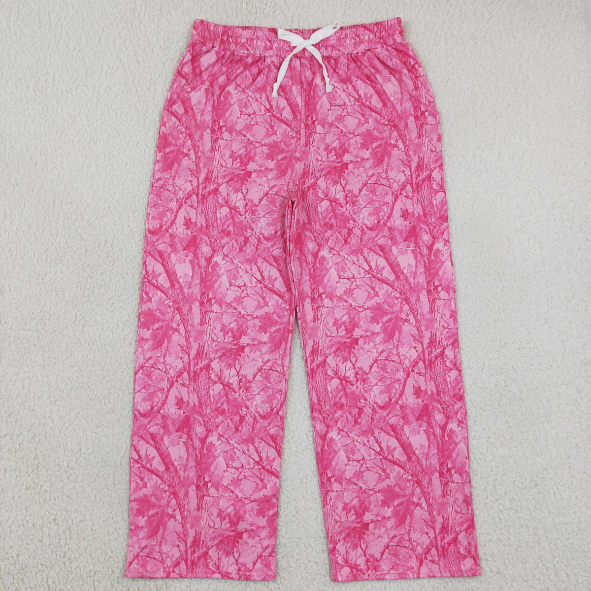 Adult Women Pink Leaves Camo Pockets Flare Pants Bottom