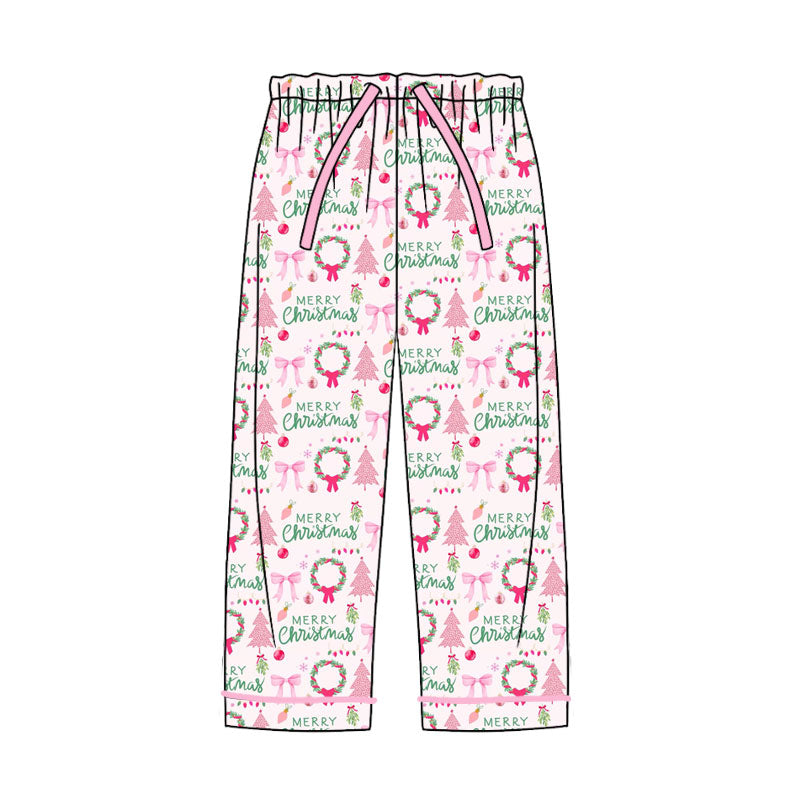 Preorder moq 5 Adult Women Holly Trees Christmas Pants Bottom