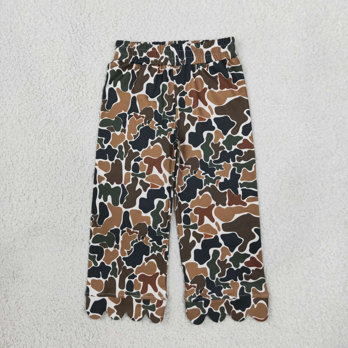 Baby Girls Dark Brown Camo Scallop Flare Pants Bottom
