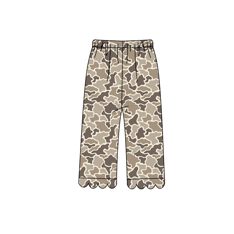 Preorder moq 5 Baby Girls Khaki Camo Scallop Pants Bottom