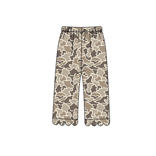 Preorder moq 5 Baby Girls Khaki Camo Scallop Pants Bottom