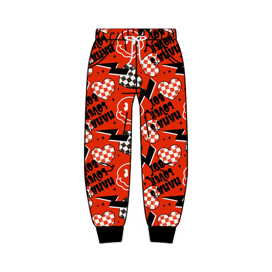 Preorder moq 5 Baby Boys Mama's Lover Hearts Valentines Pockets Jogger Pants Bottom