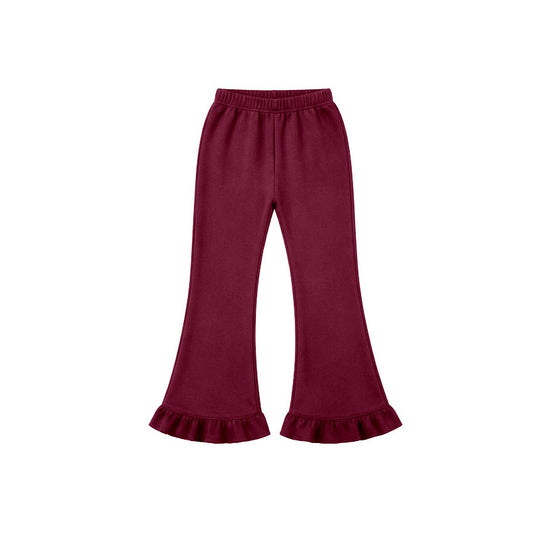 Preorder moq 5 Baby Girls Maroon Sweatshirt Ruffle Pants Bottom