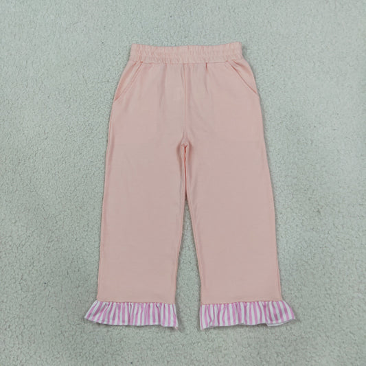 Baby Girls Light Pink Stripe Pockets Ruffle Pants Bottom