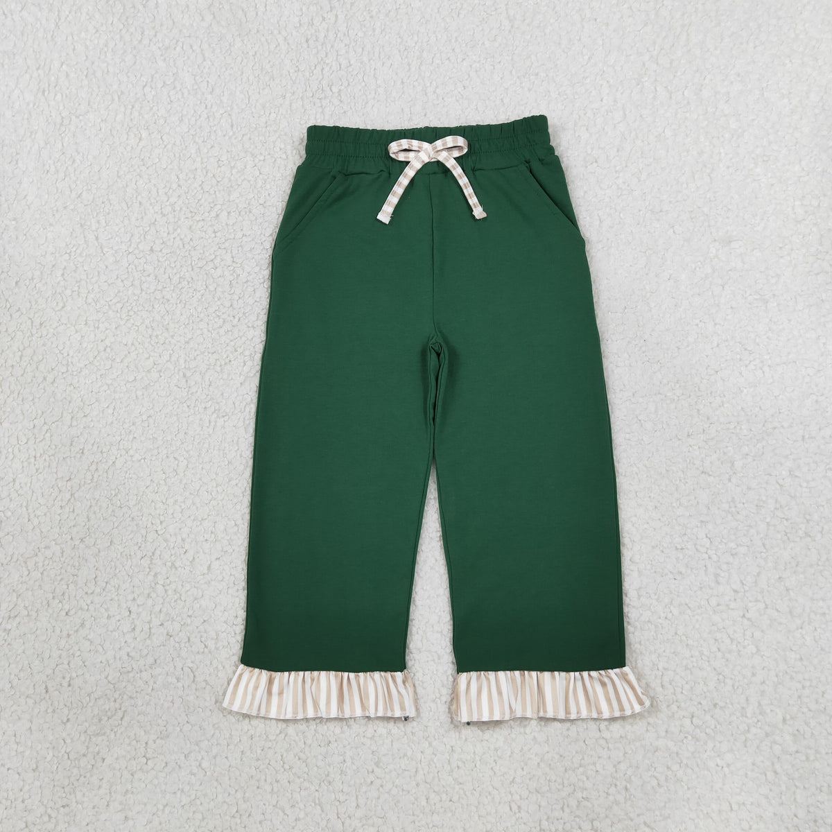 Baby Girls Green Bows Pockets Ruffle Pants Bottom