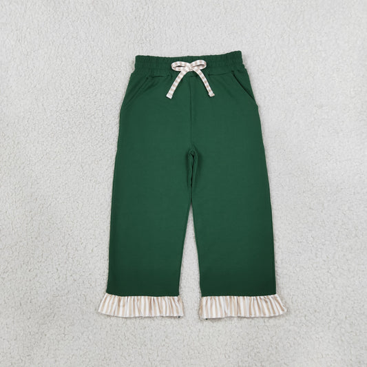 Baby Girls Green Bows Pockets Ruffle Pants Bottom