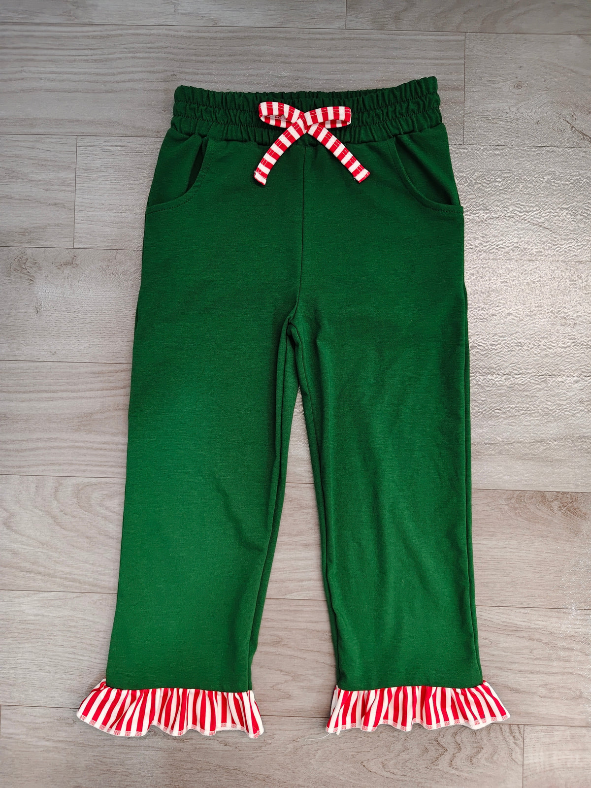 Baby Girls Green Bow Pockets Ruffle Pants Bottom Preorder