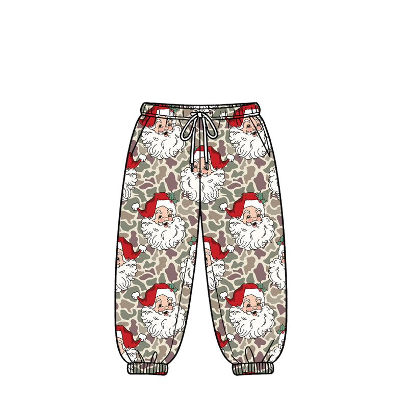 Preorder moq 5 Baby Boys Khaki Camo Santa Christmas Pocket Joggers Bottom