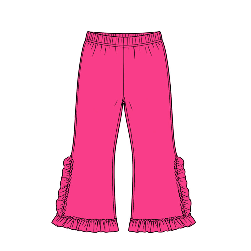 Preorder moq 5 Baby Girls Hot Pink Ruffle Flare Pants Bottom