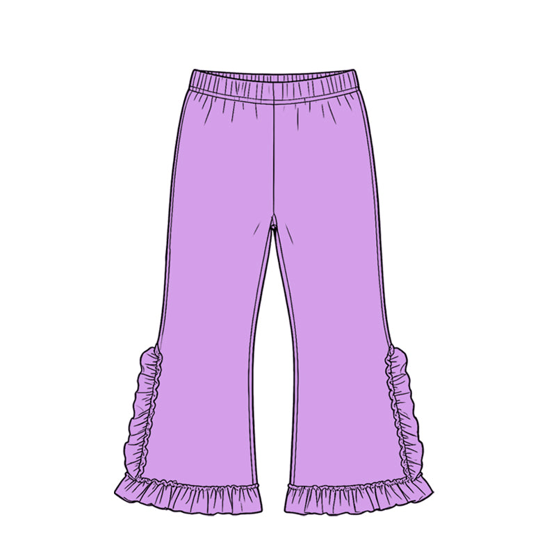 Preorder moq 5 Baby Girls Lavender Ruffle Flare Pants Bottom