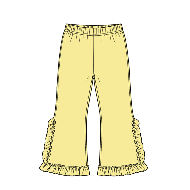 Preorder moq 5 Baby Girls Yellow Ruffle Flare Pants Bottom