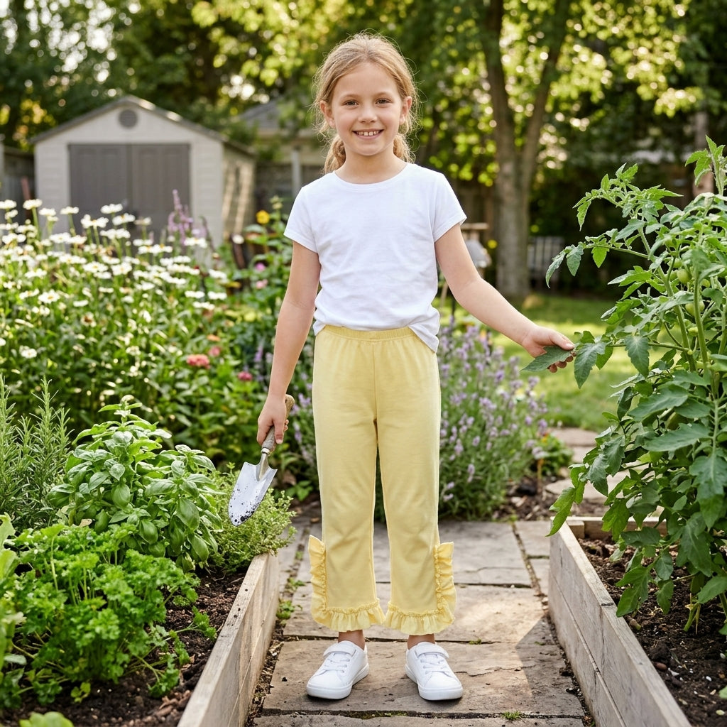 Baby Girls Yellow Ruffle Flare Pants Bottom