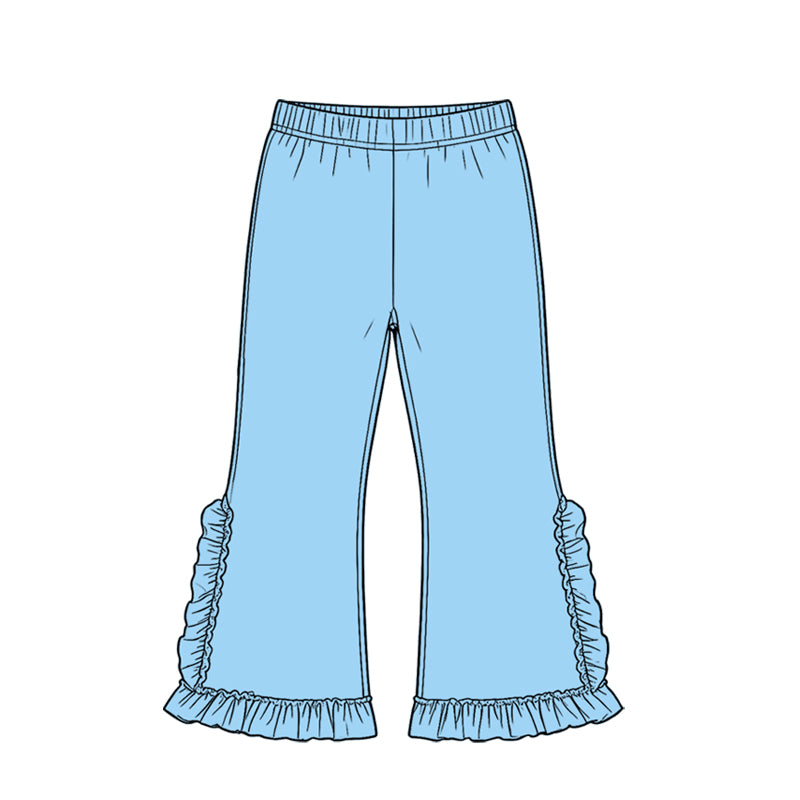 Preorder moq 5 Baby Girls Blue Ruffle Flare Pants Bottom