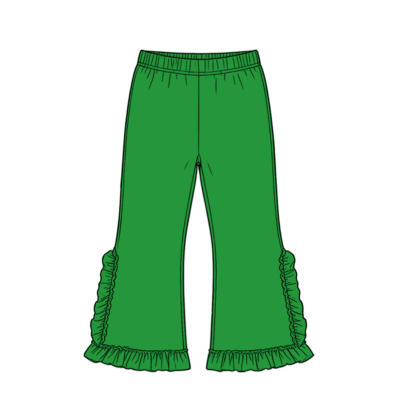 Preorder moq 5 Baby Girls Green Ruffle Flare Pants Bottom