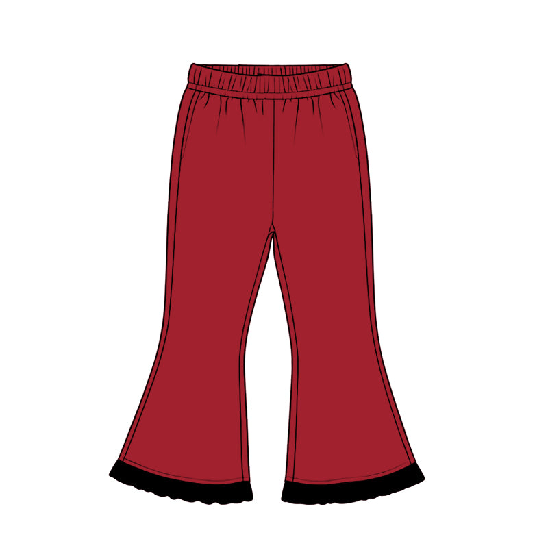 Preorder moq 5 Baby Girls Red Black Ruffle Flare Pants Bottom