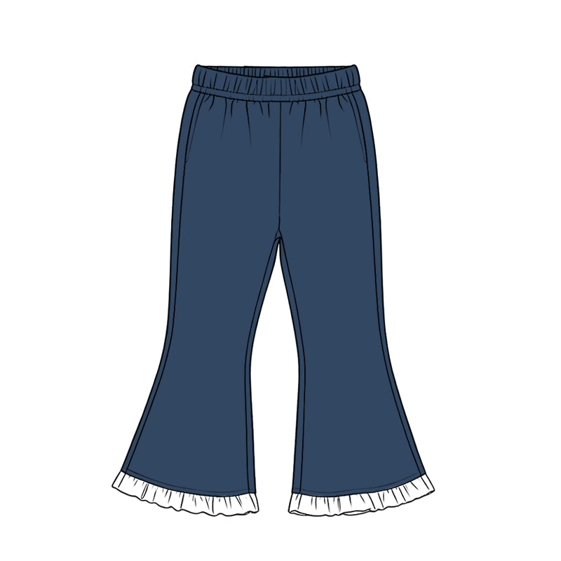 Preorder moq 5 Baby Girls Hot Blue White Ruffle Flare Pants Bottom