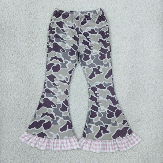 Baby Girls Southern Grey Camo Ruffle Flare Pants Bottom