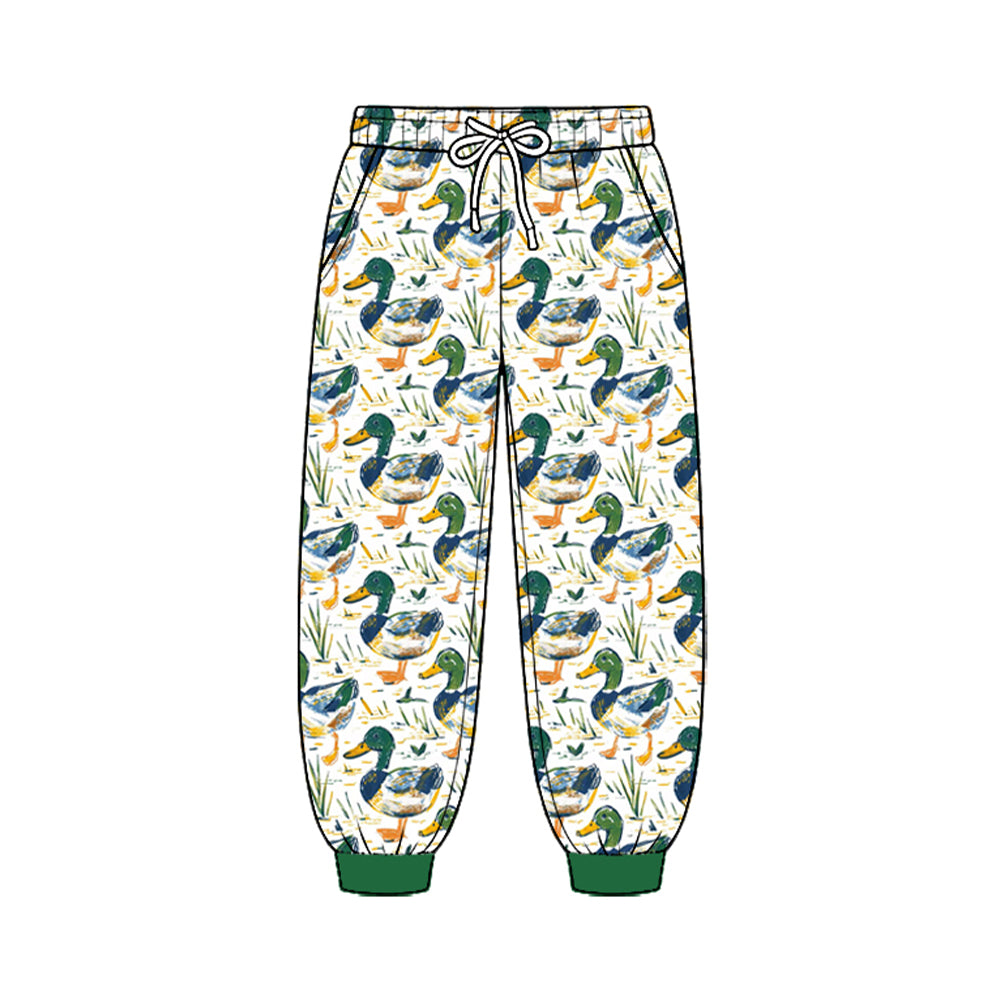 Preorder moq 5 Baby Boys Ducks Plaid Hunting Pockets Joggers Pant Bottom