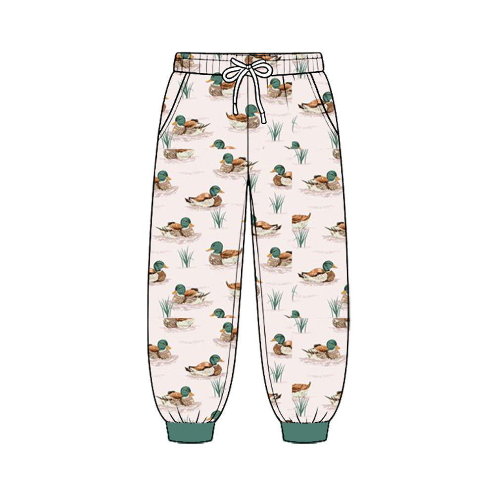Preorder moq 5 Baby Boys Ducks Plaid Hunting Pockets Joggers Pant Bottom
