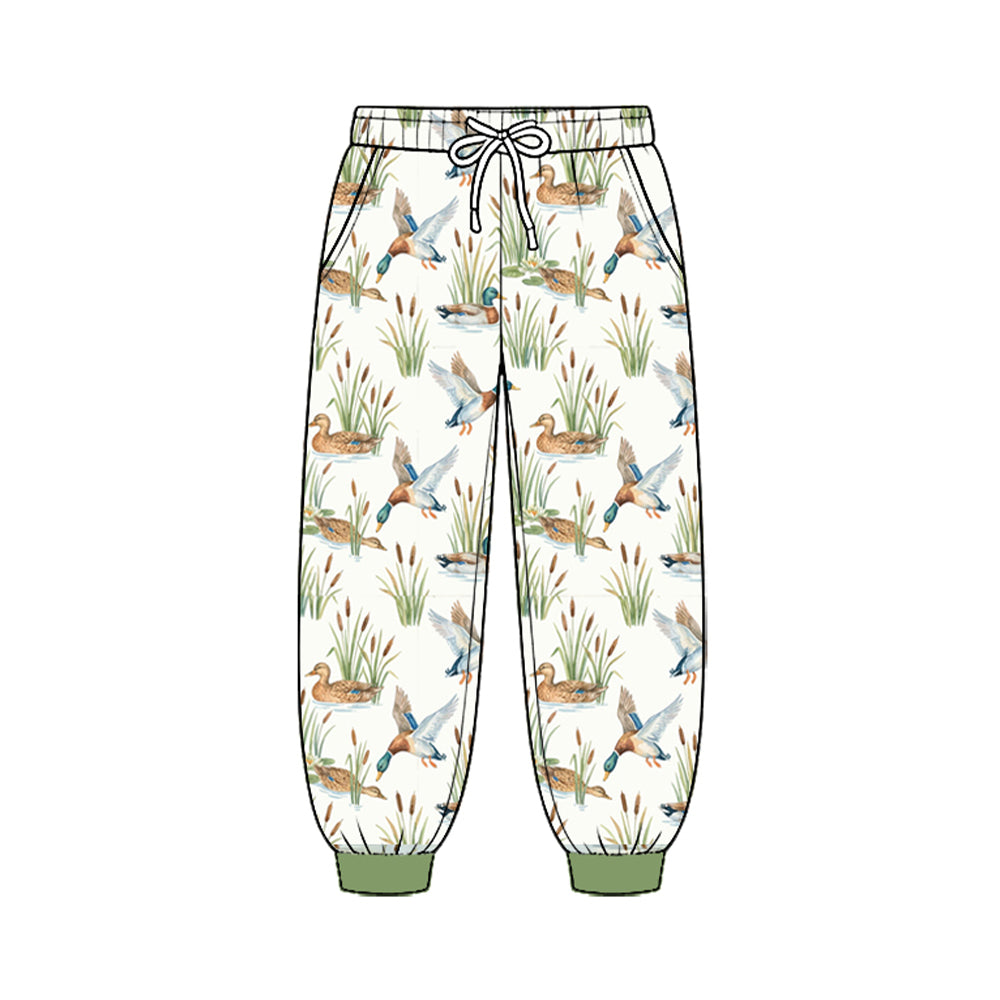 Preorder moq 5 Baby Boys Ducks Plaid Hunting Pockets Joggers Pant Bottom