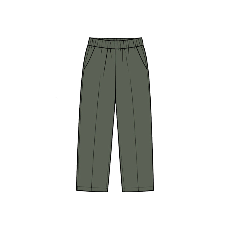 Preorder moq 5 Baby Boys Olive Pockets Straight Pants Bottom