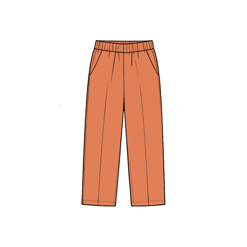 Preorder moq 5 Baby Boys Orange Pockets Straight Pants Bottom