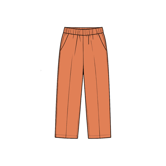 Preorder moq 5 Baby Boys Orange Pockets Straight Pants Bottom