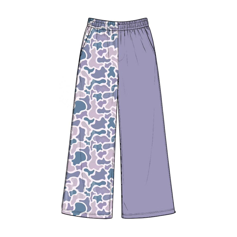 Preorder moq 5 Baby Girls Purple Camo Pockets Flare Pant Bottom