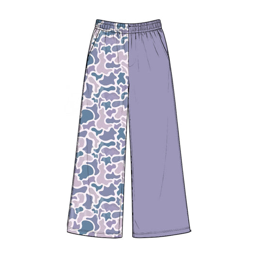 Preorder moq 5 Baby Girls Purple Camo Pockets Flare Pant Bottom