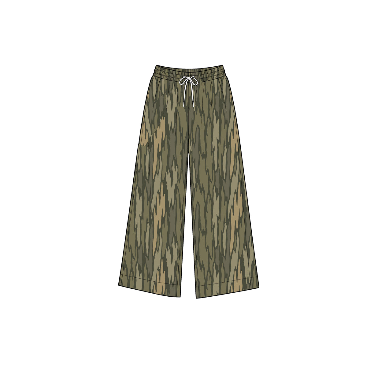 Preorder moq 5 Baby Girls Olive Wood Camo Pockets Yoga Active Straight Pant Bottom